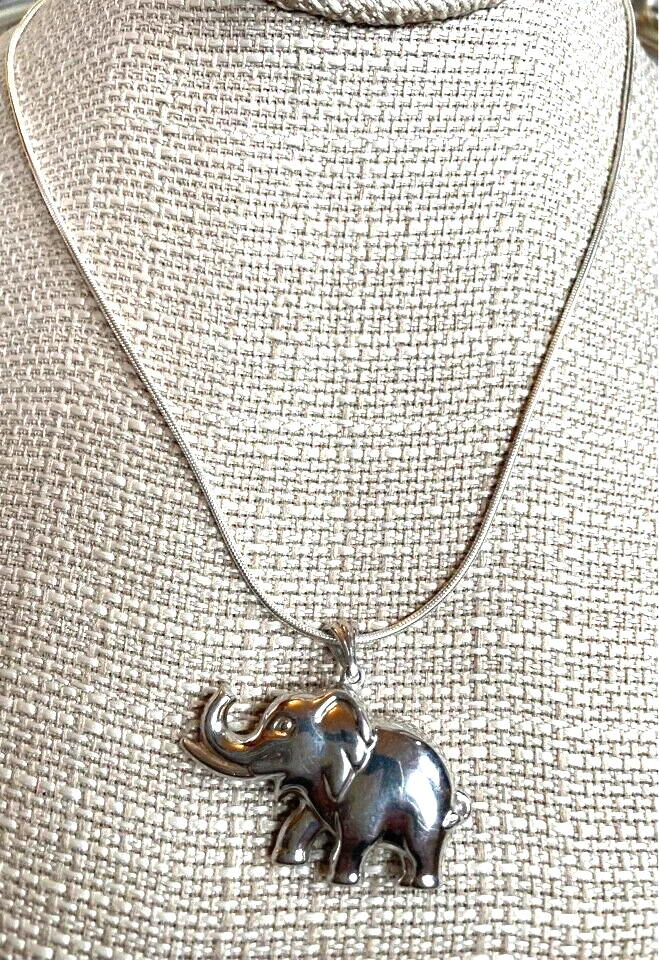 925 STERLING SILVER ELEPHANT PENDANT NECKLACE eBay