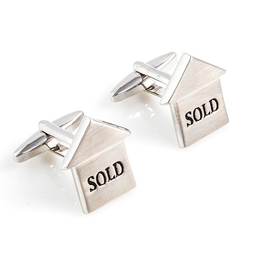 Realtor For Sale Sold 2 Pairs Cufflinks Real Estate Agent Wedding Fancy Gift Box - Picture 3 of 8