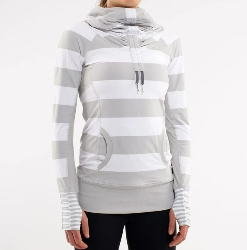 lululemon run stay on course activewear white stripes shirt