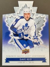DAVE REID 17/18 Upper Deck Centennial Maple Leafs Blue Die-Cut Hockey Card #36
