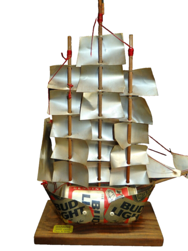 VINTAGE BUD LIGHT Beer Can Ship Boat- Can Art Man Cave -RARE - Picture 4 of 15