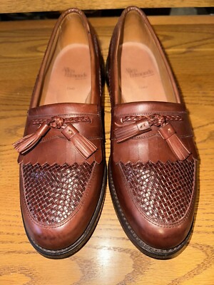 Allen Edmonds Cody Loafers Mens 10 D Brown Leather Weave Tassel Slip On Dress s-l400.jpg main image 4
