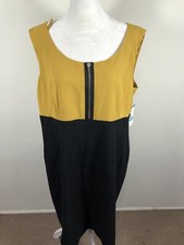 Nine West Women Yellow Sleeveless Formal Career Business Sheath Dress Size 16