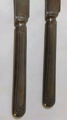2 cuchillos de fruta Oneida Community Par Plate corona nupcial plateada 1915 6,5" - Imagen 5 de 7