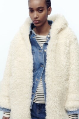 NWT ZARA FAUX FUR HOODED JACKET ECRU - REF. 6318/245 XS $119 NWT ZARA FAUX FUR HOODED JACKET ECRU - REF. 6318/245 XS $119