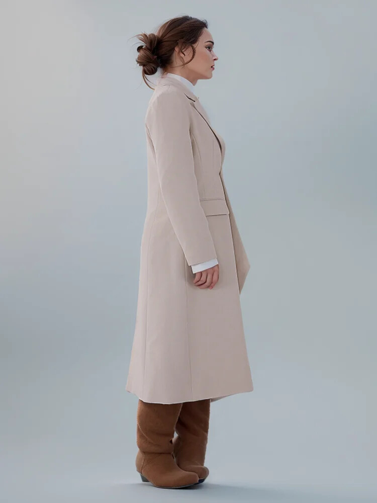 Shawl Collar Coat Slanted Placket Single Button Sleeve