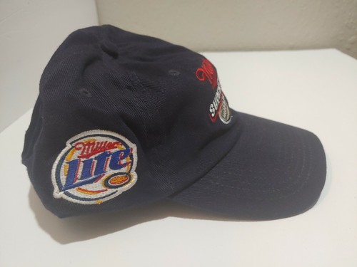 Miller Lite Bier Super Party Football Mütze Kappe Schnalle hinten blau guter Anruf Vintage NFL - Bild 3 von 12
