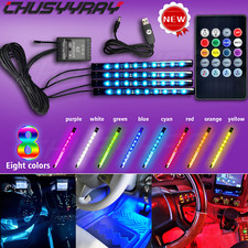 4PCS 72 LED Car Interior USB Music Light Lights Strip Wireless Remote Control
