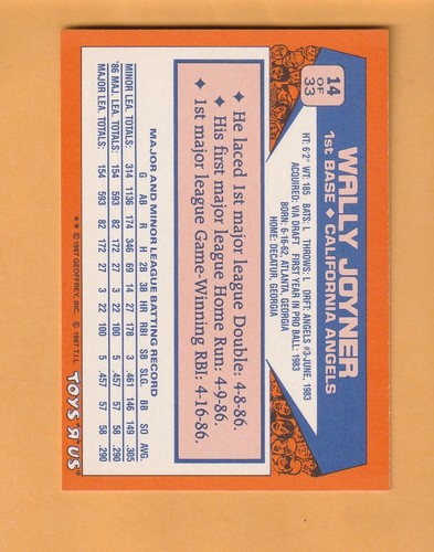 Wally Joyner California Angels 1987 Toys R Us Rookies #14 Stone Mountain GA 7K - Picture 2 of 2