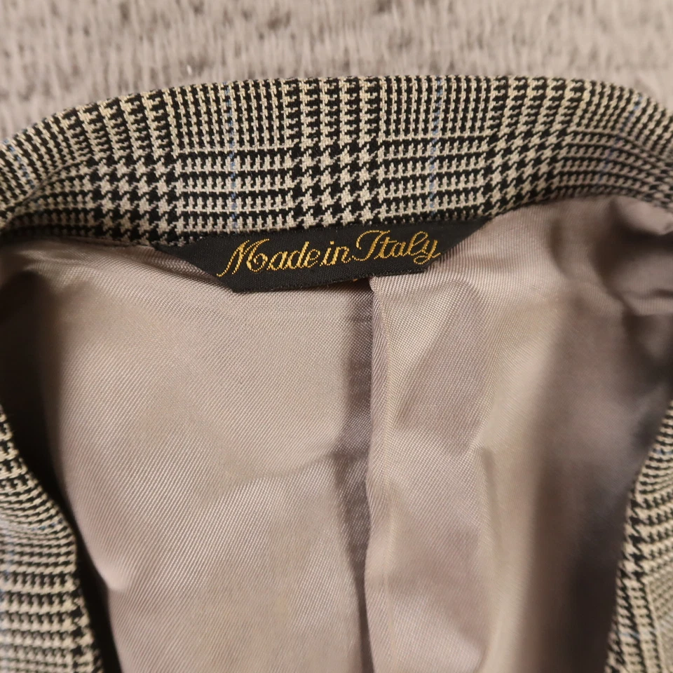 Jaqueta xadrez Príncipe de Gales vintage M cinza xadrez Glen blazer 100% lã Itália 42S - Imagem 3 de 4