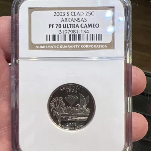 2003 S  Arkansas Washington Quarter  NGC  PF70UC  Clad Proof