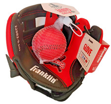 Franklin Sports 8.5" Air Tech Kids Red Teeball Baseball Glove  Ball Left Handed