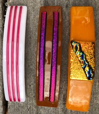 Lot 3 Large 5 Handmade DICHROIC FUSED GLASS BARRETTE Hair 3 Clip FRANCE