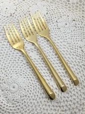Towle WAVE ROSE GOLD Electroplate 18/0 Stainless 3 Salad Forks Silverware