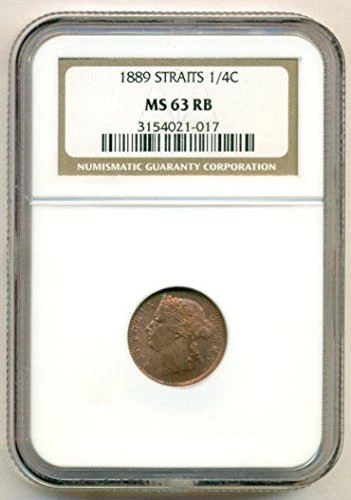 Straits Settlements (Malaysia) 1889 1/4 Cent MS63 RB NGC