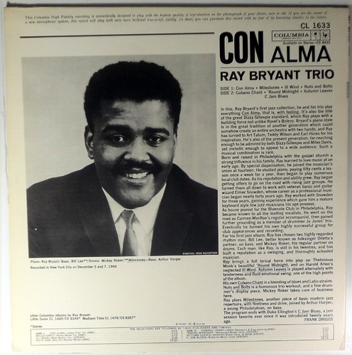 RAY BRYANT TRIO-CON ALMA-COLUMBIA CL 1633, DG CANADA LP, ORIGINAL COVER - Imagen 2 de 3