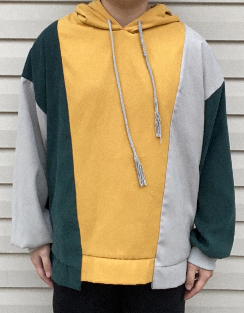 Retro Inspired Oversized Multi-Color Block Yellow Green Grey