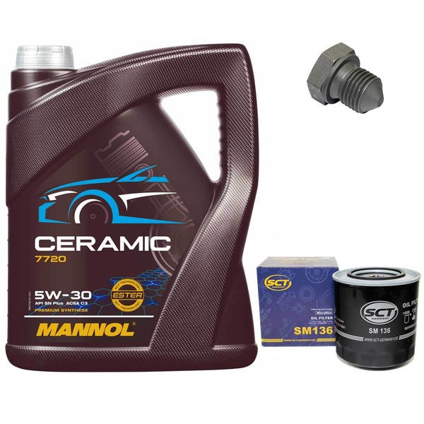 MotoröL Set 5W-30 5 Liter + ÖLfilter + Schraube FüR Audi A6 VW Transporter 1.9-image