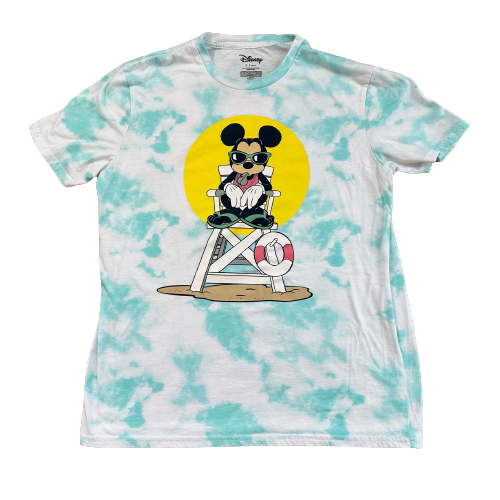Disney Mickey Mouse Lifeguard Graphic Tie Dye T Shirt Cartoon Mens Size Large