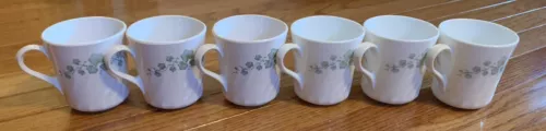 Set Of 6 Corning Corelle Callaway Ivy Coffee/Tea Cups Mugs White Swirl GUC