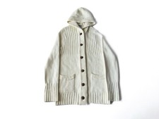 Vintage 70s Sears Cream Wintuk Acrylic Hooded Cardigan Sweater