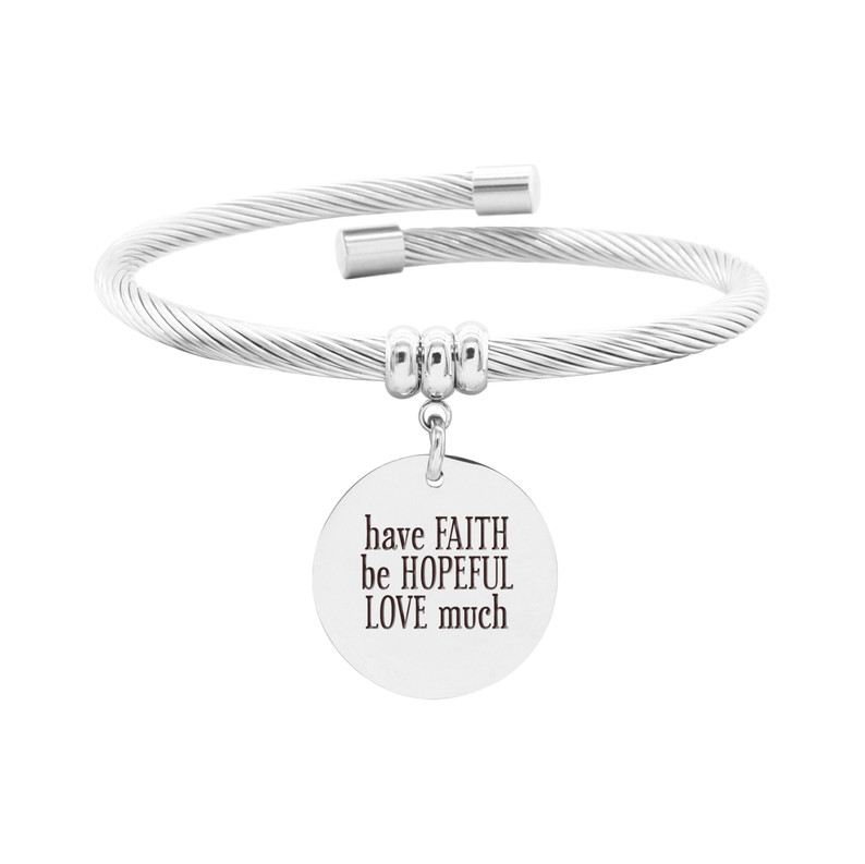 Вдохновляющий браслет-оберег с открытым тросом из цельной Нержавеющей стали от Pink Box