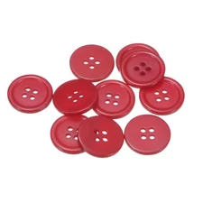 10pcs 32L Sewing Buttons 4/5" Resin Round Flat 4-Hole Craft Buttons, Red