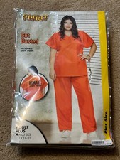 New Spirit Halloween Costume Got Busted Inmate State Prison Orange Adult Plus Sz