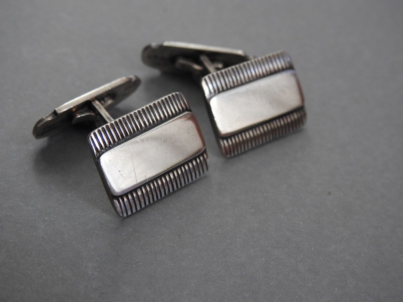 Vintag sterling silver Cufflinks E & M Denmark modernist MCM Eiler Marlowe