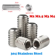 Grub Screws Flat Point Allen Socket Set Screw 304 Stainless Steel -M2 M2.5 M3 M4