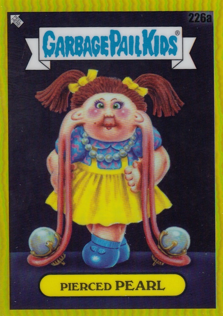 2023 Topps Chrome Garbage Pail Kids #226A Pierced Pearl Yellow Refractor 6/275