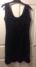 Ladies Black Sequins Short Roots Dress - Size 10