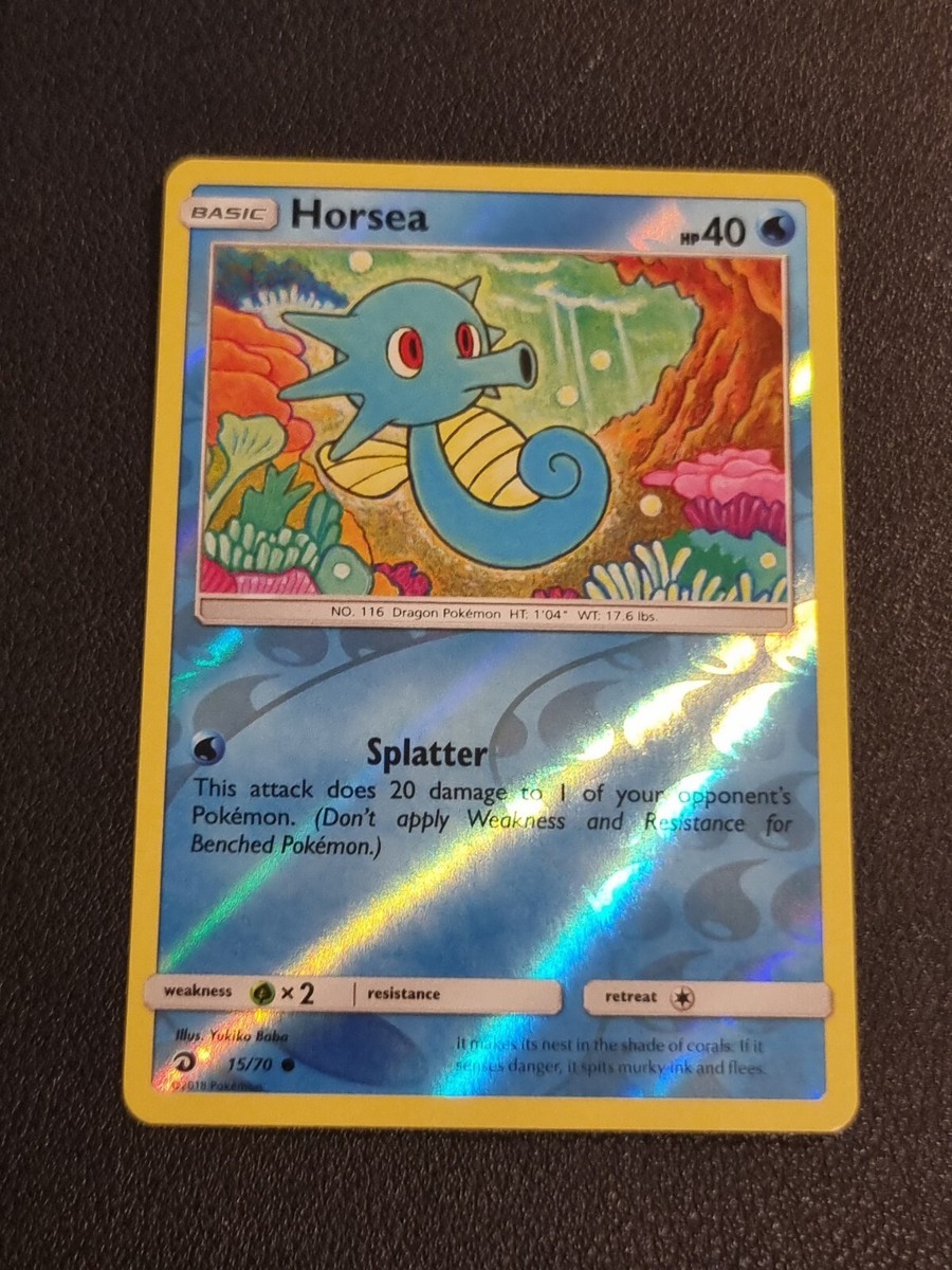 REVERSE HOLO Pokemon Sun Moon Dragon Majesty Card Horsea 15/70 | eBay