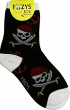 FOOZYS Unisex Kids Socks-Two Pairs-Pirate Skulls-Black + Red Children's Socks