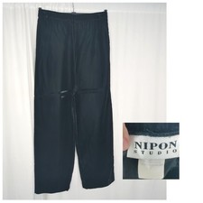 Vintage Nipon Velvet Pants Medium Black Wide Leg