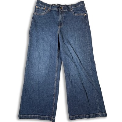 Gap High Rise Stride Jeans Womens 16P Dark Wash Wide Leg Denim Blue 33x24