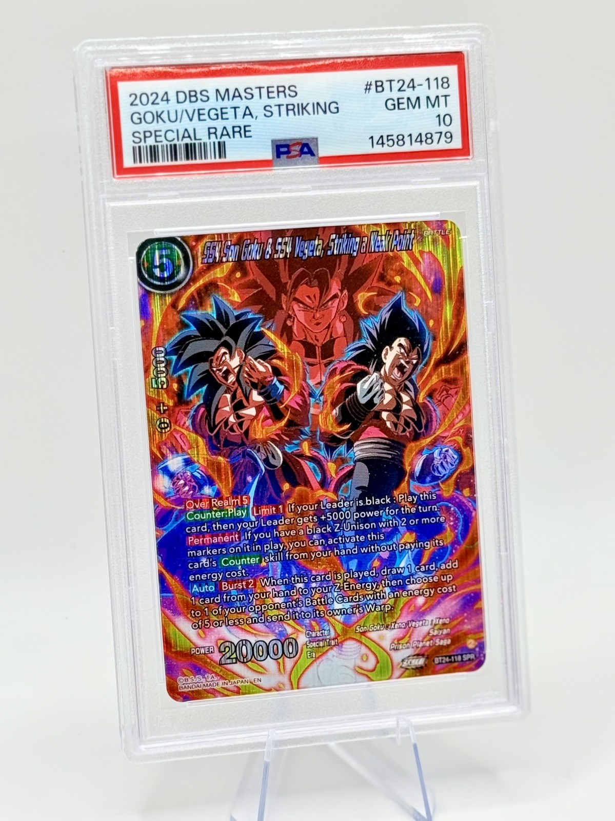 SS4 Son Goku & SS4 Vegeta, Striking a Weak Point - BT24-118 - HOLO FOIL - PSA 10 view 2