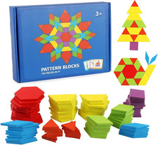 155 Pcs Wooden Pattern Blocks Set - Geometric...