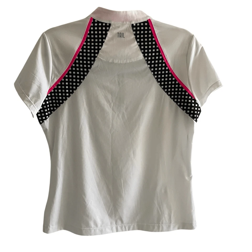 TAIL White Pink Black Golf Shirt Women’s Size Medium Athletic Short Sleeve Zip - Image 4 of 4