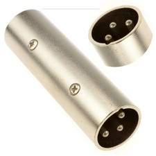 Image of XLR Male Plug To Plug Metal Joiner Coupler Adaptor 3 pin Barrel for Microphone