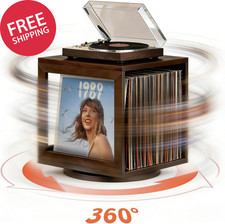 Wooden Rotating Vinyl Record Storage Stand Player Holder for 80 Albums Display