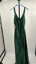 Lulus Perfectly Classy Emerald Green Satin Strappy Maxi Dress M