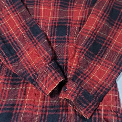 Giacca camicia vintage calzoni donna lana zip plaid made in USA taglia small rossa nera - Foto 8 di 13