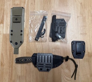 ESEE 4 Rowen Knife Desert Tan Blade Tan/Black G10 Handle Molle sheath mount.