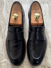 Ermenegildo Zegna Black Leather Loafers Shoes EU 9 US 10 Slippers 1400 Italy