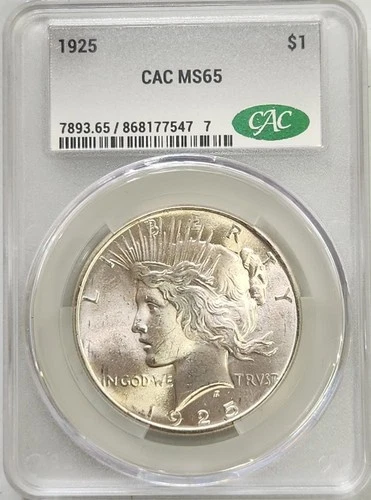 1925 Peace Dollar, CAC MS65