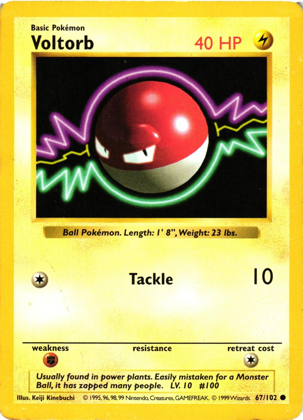 Pokemon TCG Voltorb 67/102 Common Shadowless Edition DMG