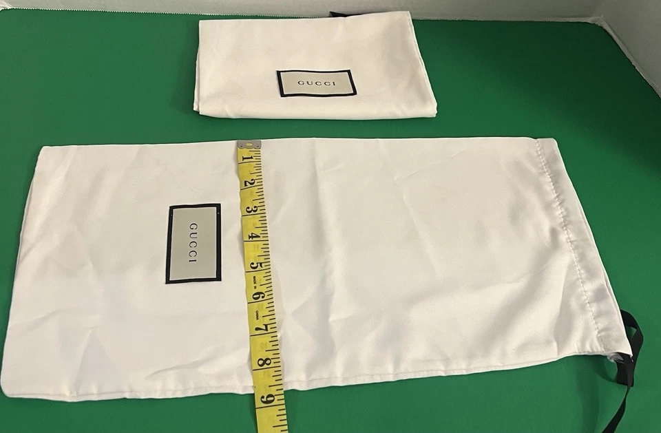 Conjunto de 2 sapatos brancos GUCCI saco de pó pano de armazenamento cordão 17,5 x 8,5 polegadas - Imagem 3 de 4