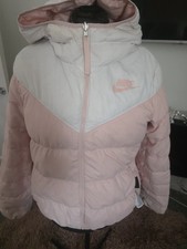 Nike Women's PINK/White Duck Down-Fill Reversible Puffer Jacket SIZE L