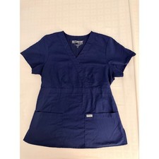 Grey's Anatomy by Barco Women's Riley Mock Wrap Scrub Top Indigo Navy Size M
